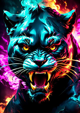 panther neon light art