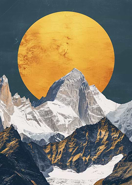 Mountain Nature Gold Decor