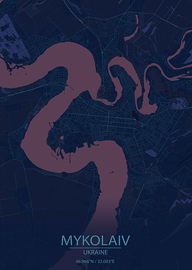 Mykolaiv Ukraine Blue Map