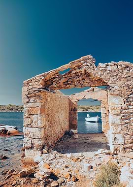 Seaside landscape and boat