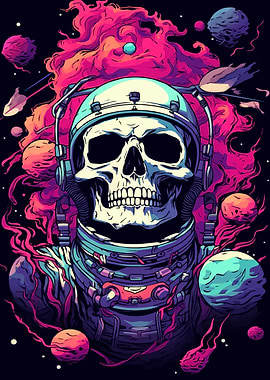 Skull Astronaut In Space