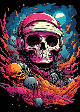 Skull Astronaut In Space