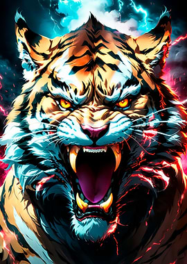 tiger neon light art