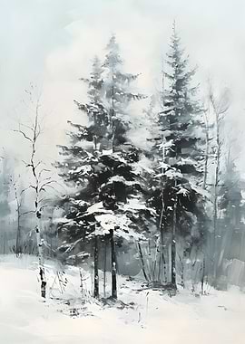 Rustic Snowy Forest Nature