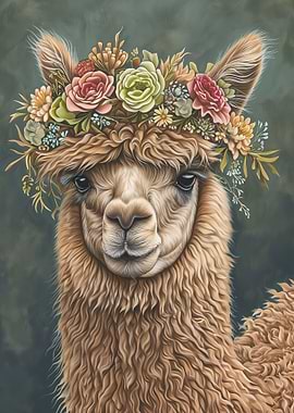 Alpaca Flower Wreath