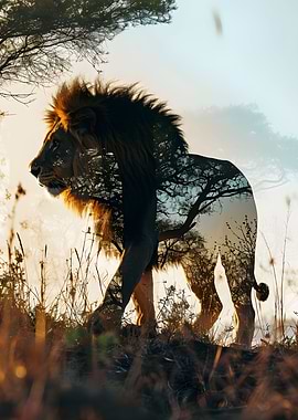 Lion Double Exposure