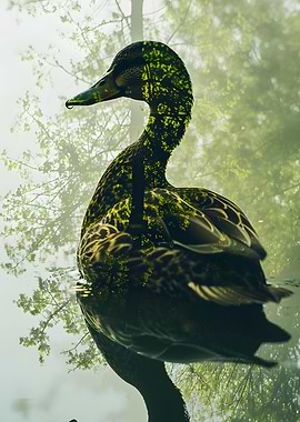 Duck Double Exposure Lake