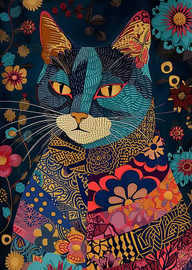 Eclectic Boho Kitty Cat