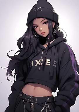 girl in the black hoodie