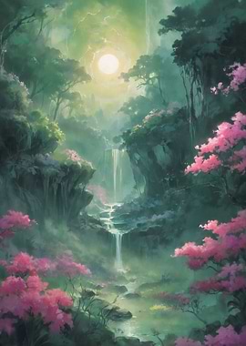 Forest Under a Yellow Moon