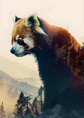 Red Panda Double Exposure