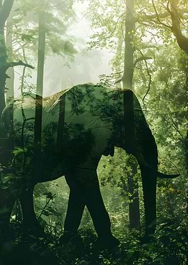 Elephant Double Exposure