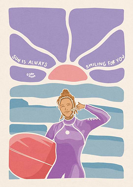 Surf girl sign wave ocean