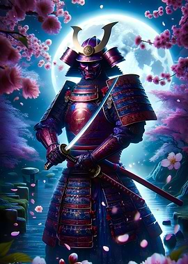 Japanese Samurai In Sakura