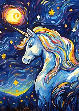 Cute Starry Night Unicorn