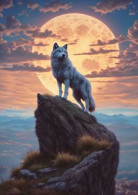 Wolf on top of a hill