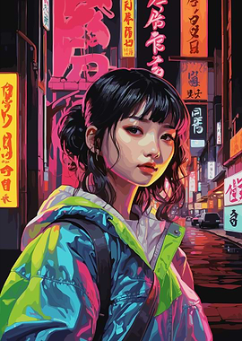 Cute Japanese Girl Neon