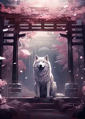 cherry blossom wolf animal