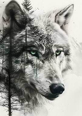 Wolf Double Exposure