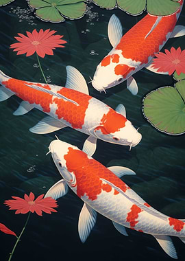 Koi Fish Japanese Painting
