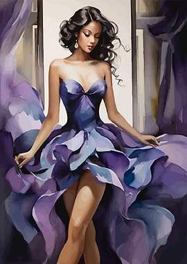 Sexy Woman In purple dress