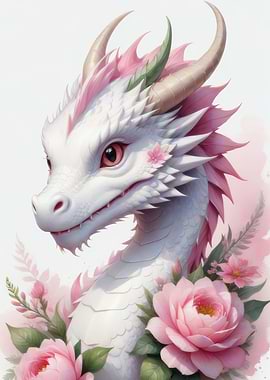 Cute white dragon art