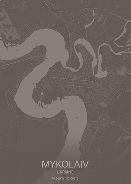 Mykolaiv Ukraine Brown Map