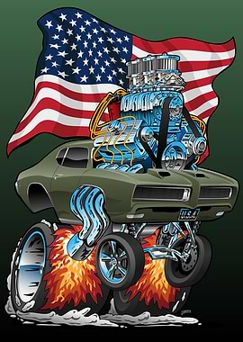 Classic Muscle Car Cartoon