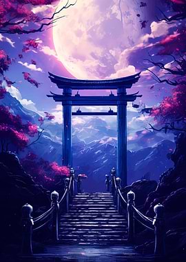 gate japan moon night