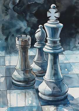 Chess Watercolor Painting