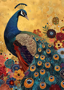Mixed Media Male Peacock