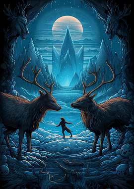 vintage deer poster art