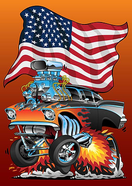 Classic Hotrod Car Cartoon