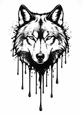 Dripping Ink Wolf