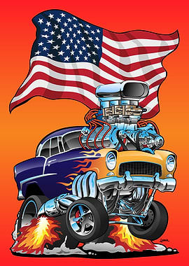 Classic Hotrod Car Cartoon