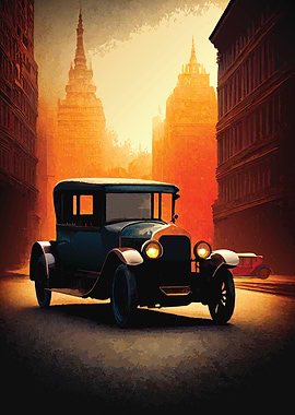 1920s Car in City