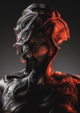 Woman Head with Red Black