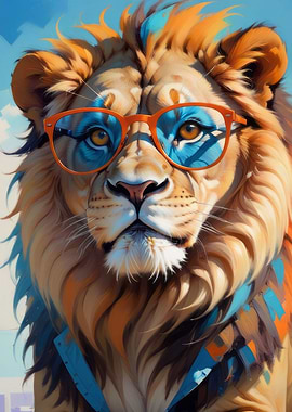 Cute lion oil painting