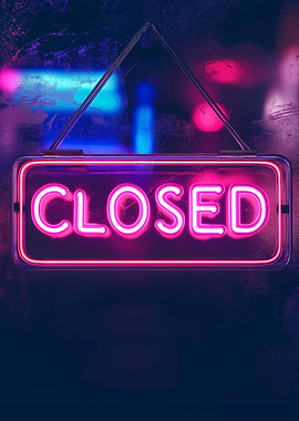 Neon Closed Sign Glow