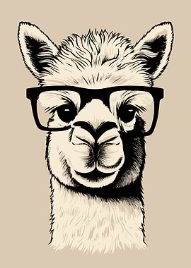 Funny Hipster Alpaca