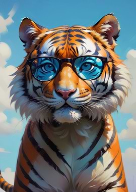 Cute tiger in sunglasses