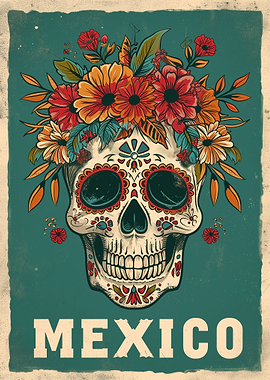 Mexican Flower Skull