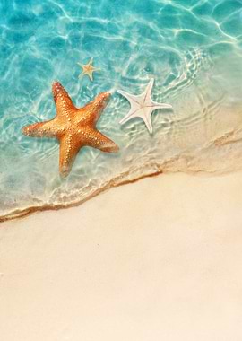 Starfish and Beach Wave