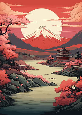 sakura japan mountain