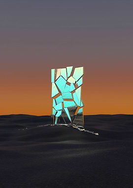Shattered Mirror in Desert