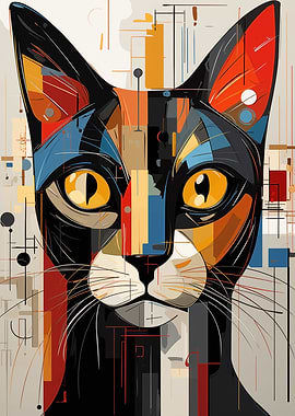 Colorful Cat Cubism