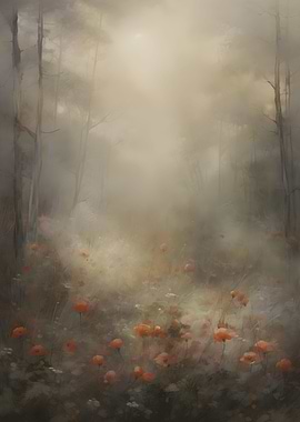 Red Poppies Flowers Rustic