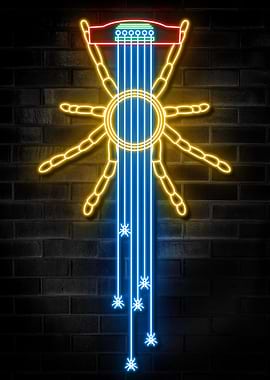 SPIDERS GUITAR NEON ART