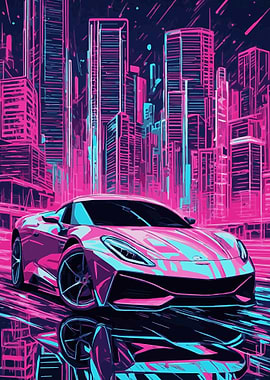 Neon City Sports Car 4
