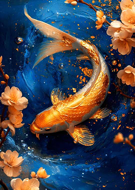 Zodiac Pisces Gold Koi Zen